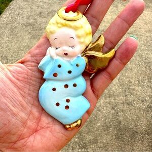 Napco Angel Ornament Sleeping Boy Ceramic 4” 2H-2782 Christmas Vintage  Blue